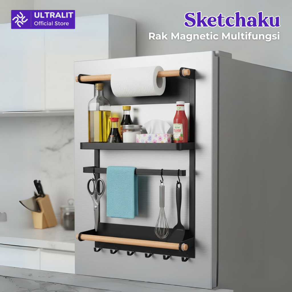 ULTRALIT SKETCHAKU Rak Magnetic Dinding Serbagunan Estetik Rak Dinding Magnet Praktis Tanpa Bor