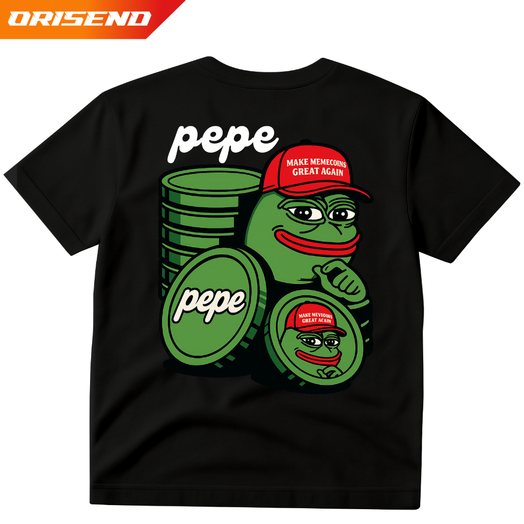 orisend kaos crypto koin pepe  Terbaru | Bahan Katun 24s & 30s