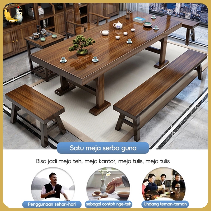Meja teh kayu solid meja papan besar/set meja dan kursi/meja teh rumah ruang tamu kantor Cina baru