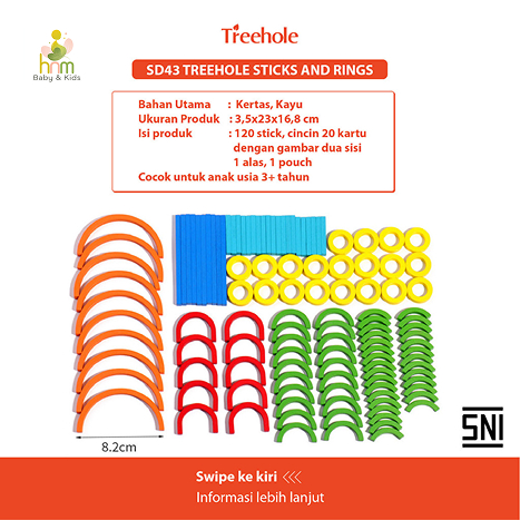 TREEHOLE STICKS AND RINGS SD43 / Mainan Edukasi Anak / Mainan Anak / Mainan Montessori