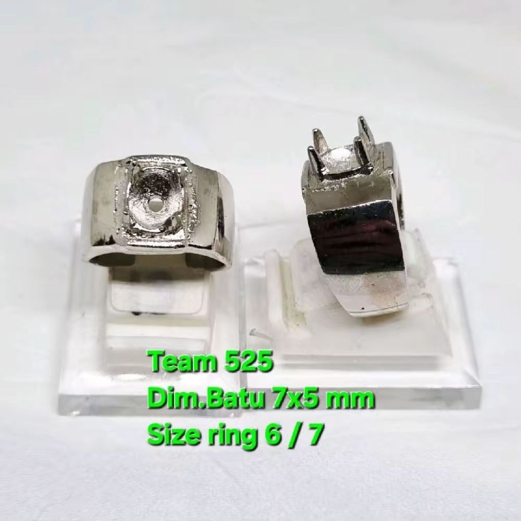 Ring emban alpaka super dim 7x5 mm cakar gigi polos / pengikat ring cincin batu akik eceran