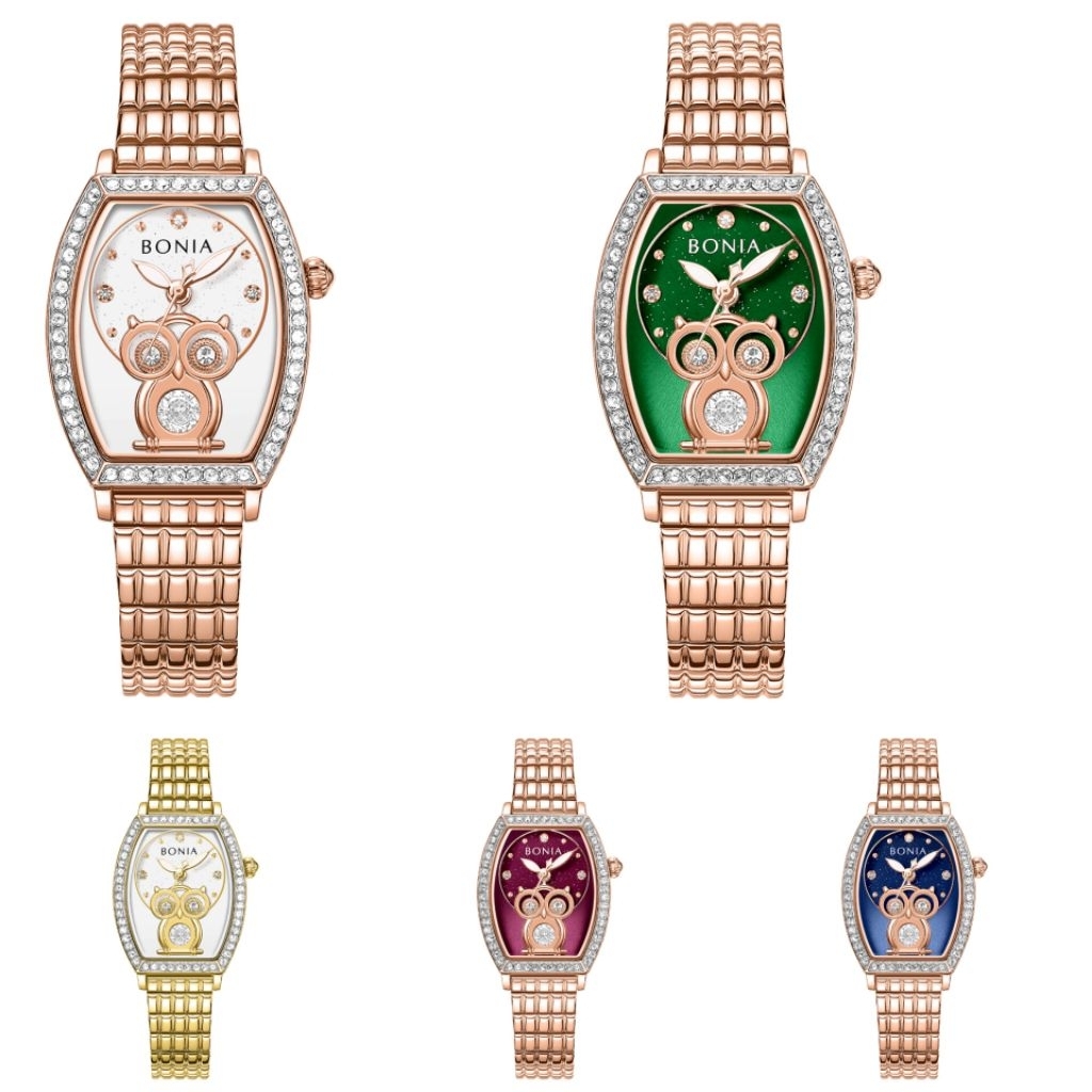 Bonia BNB10843 Owl Version Women's Watch Strap Stainles Steel Original | Free Owl Necklace