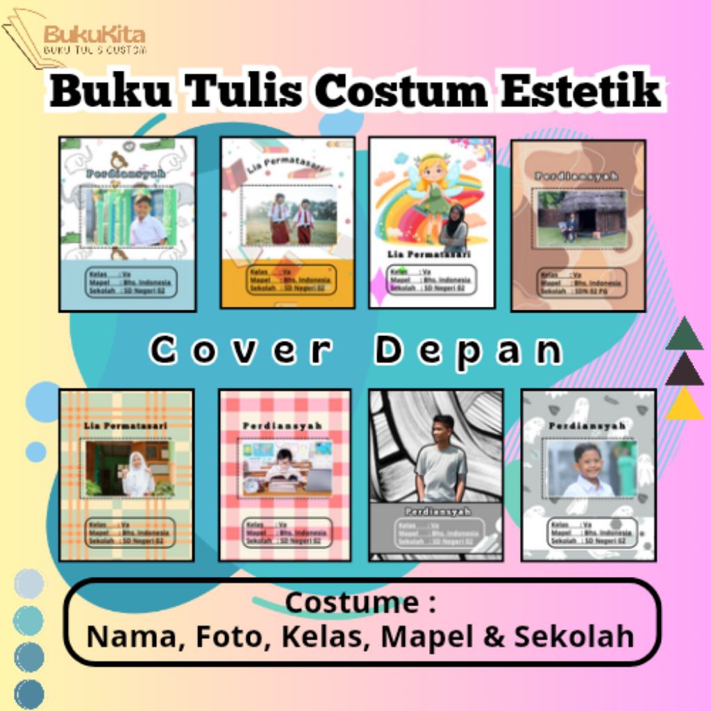 

Buku Tulis Costum Nama Foto Kelas Mapel Sekolah + Kata Motivasi | Buku Catatan Unik Anak SD SMP
