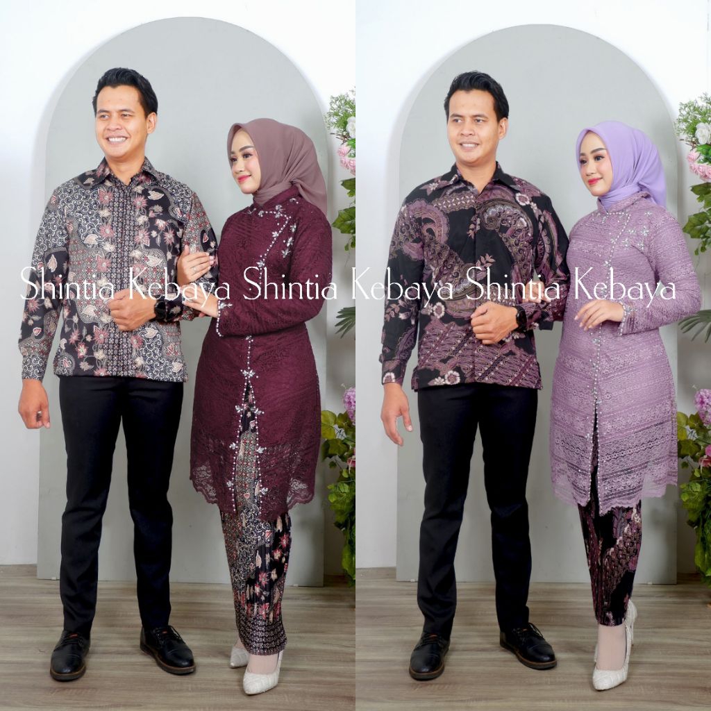 TERBARU | Setelan Kebaya Couple Tunik Janggan Brokat Modren / Kebaya Couple Kemeja Batik / Kebaya Tu