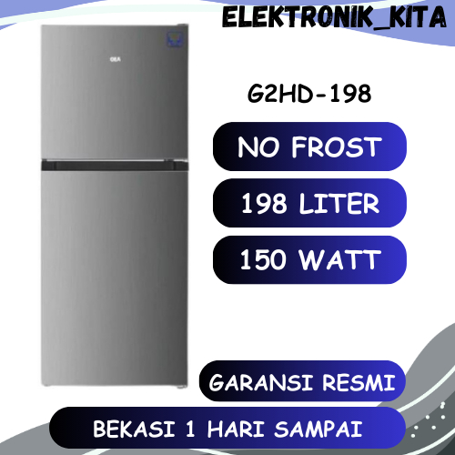 GEA KULKAS 2 PINTU 198 LITER G2HD-198 G2HD198 NO FROST BEKASI MURAH LOW WATT GARANSI RESMI