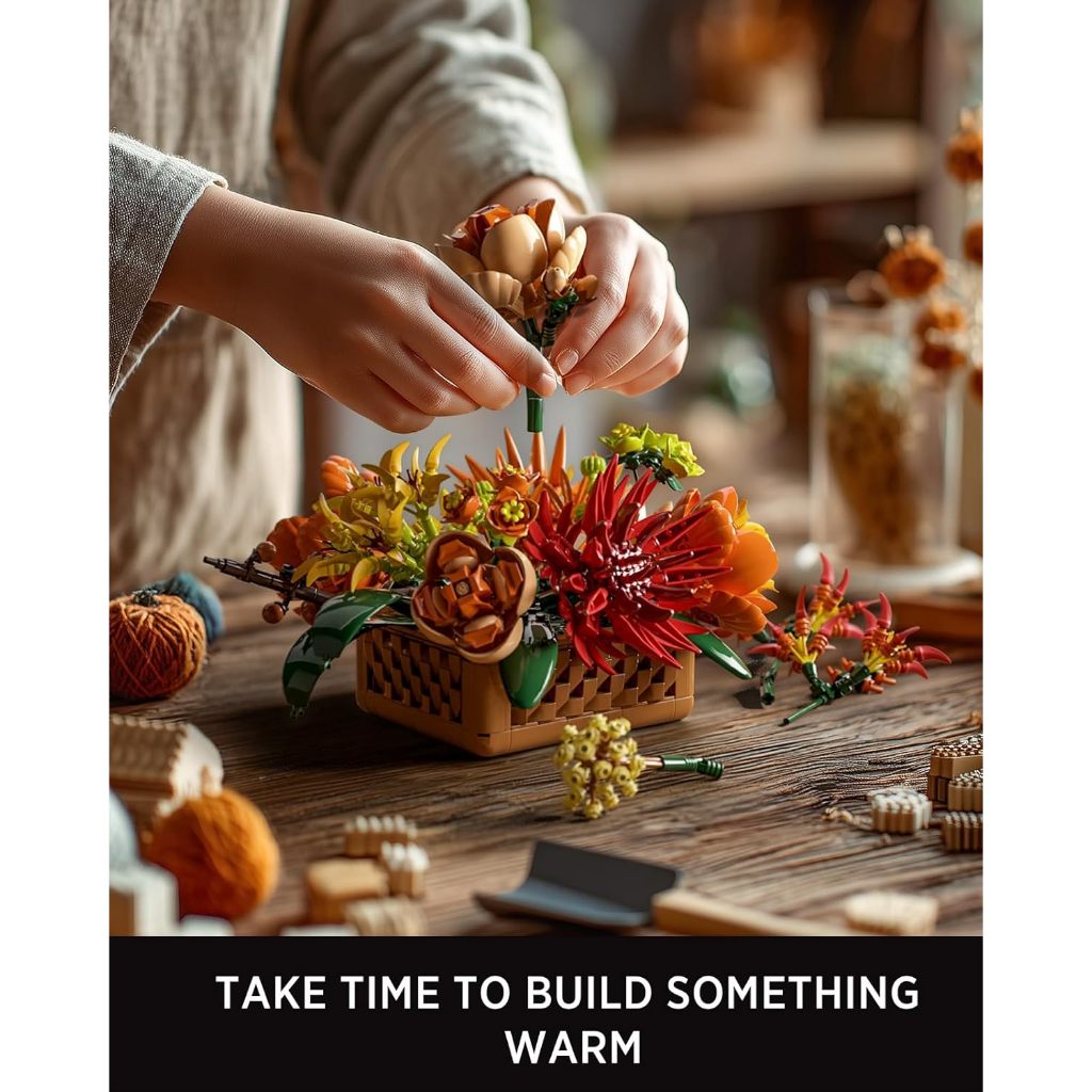 Nifeliz Floral Basket Building Set for Adults, Fall-Inspired Flower Arrangement Decor Kit