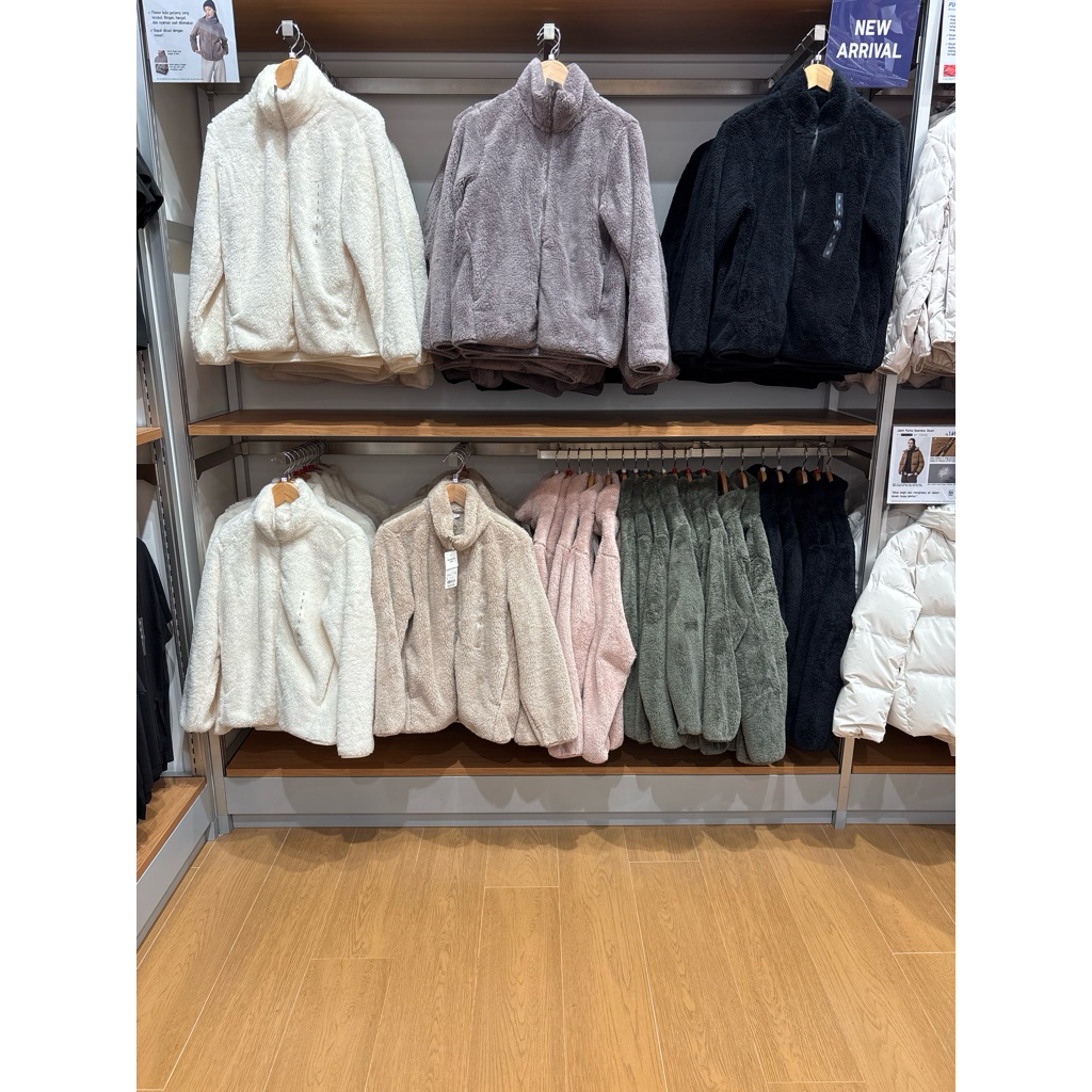 ❗NEW IN❗UNIQLO Jaket Fleece Lembut Ritsleting Kerah Tegak Musim Dingin Bulu jacket Wanita ORIGINAL
