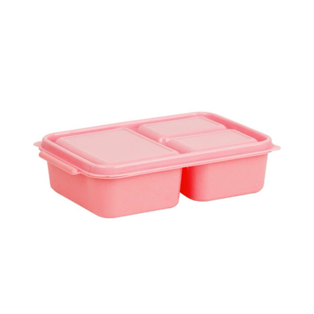 kotak makan plastik (tupperware) sekat pink