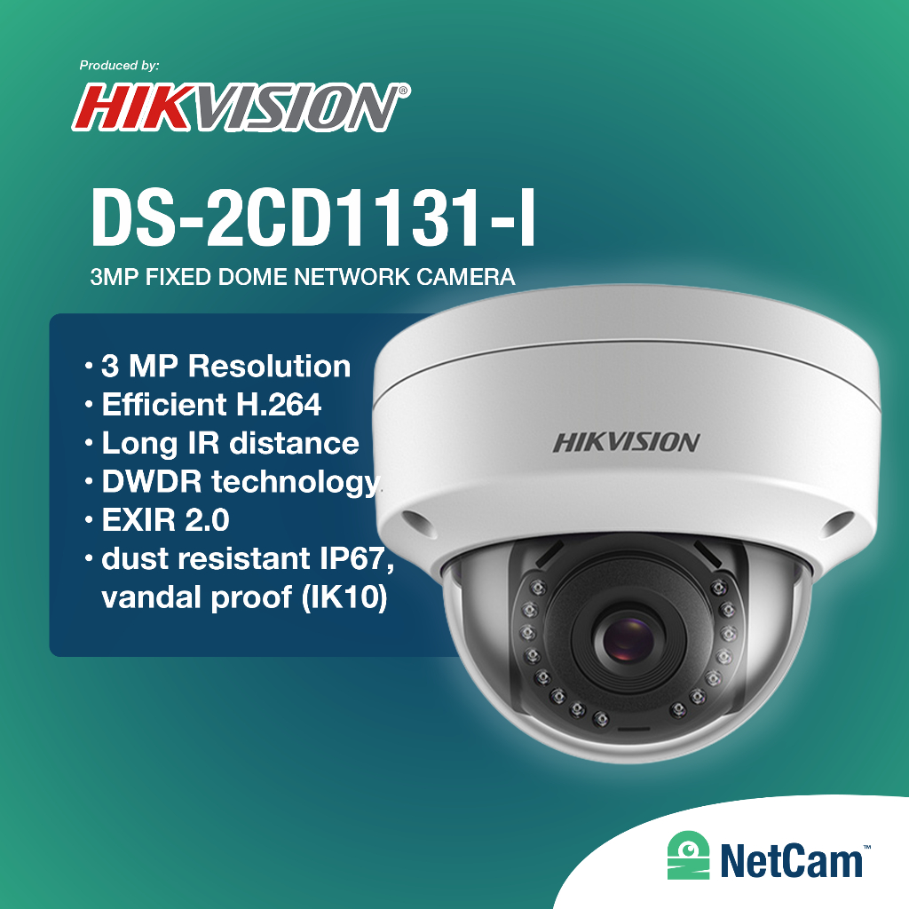 HIKVISION INDOOR DS-2CD1131-I 3MP DOME NETWORK CAMERA IP CCTV 2.8MM ANTI VANDAL