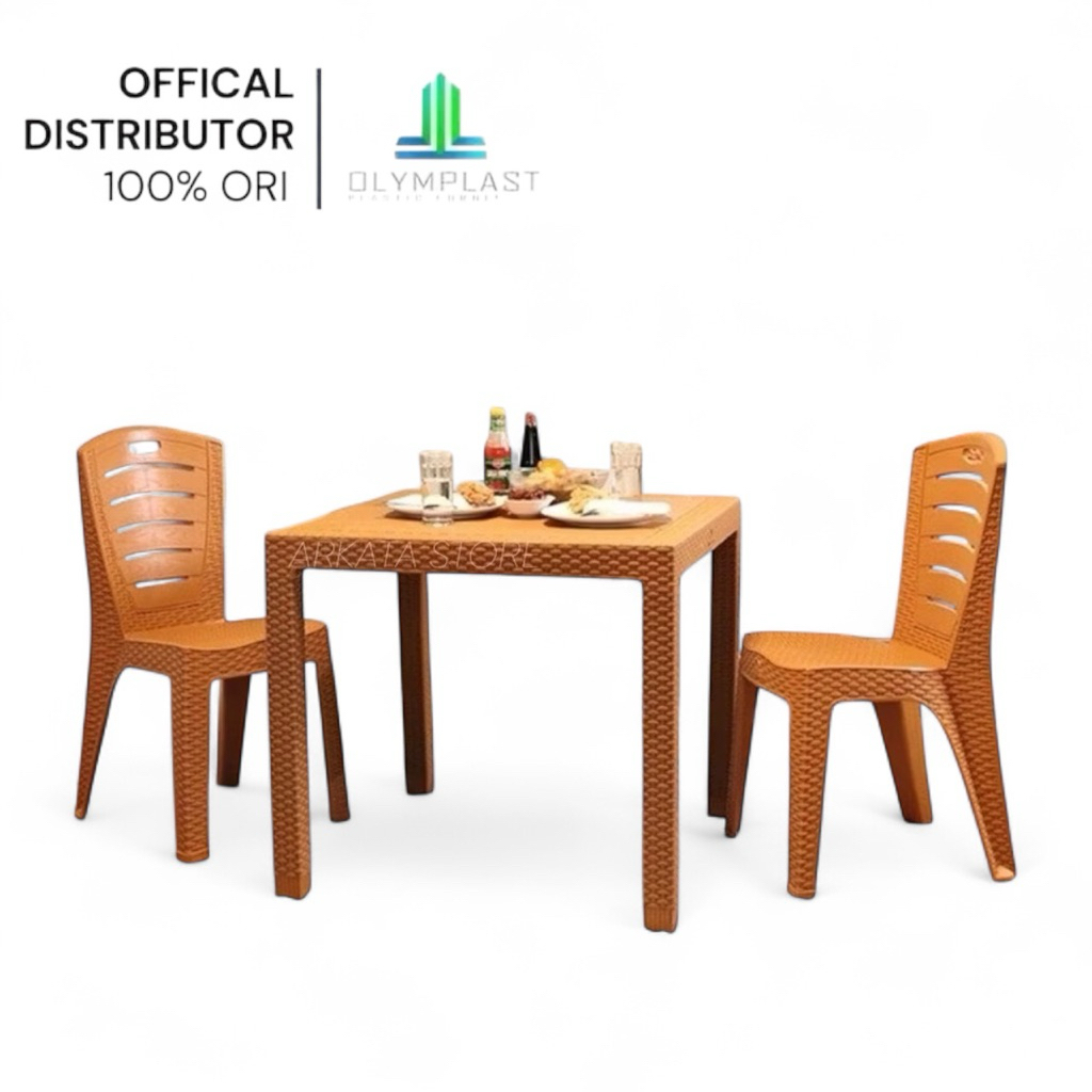 1 Set Meja Makan Palastik Olymplast ODT 80 + 2 Kursi 203 / 208 / 209 / OFC OLYMPLAST| Meja Makan Min