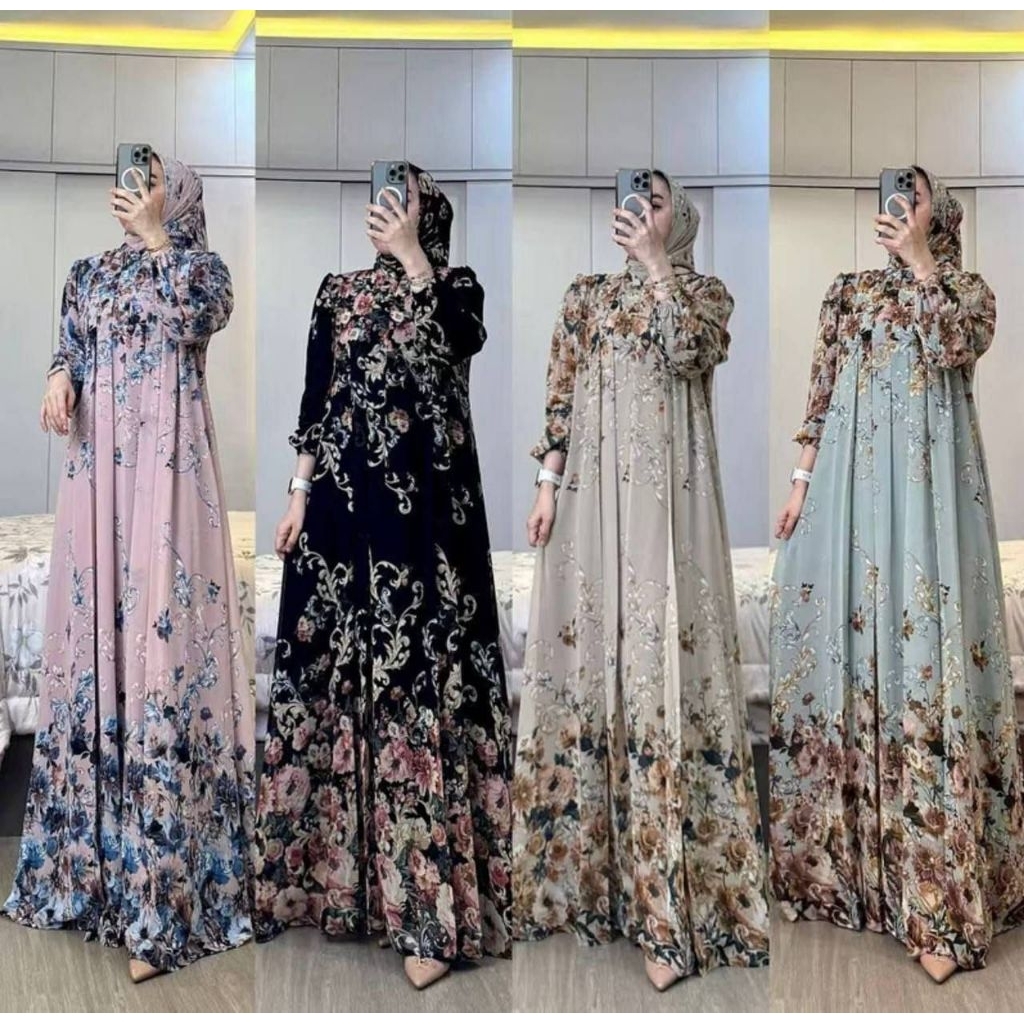 Gamis Himalay set hijab gamis rayon diamond