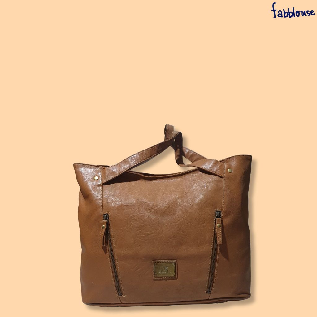 Anne Klein Genuiner Leather Tote Bag (Brown)