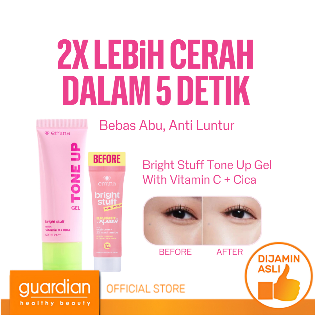 Emina Bright Stuff Tone Up Gel 20ml - Pelembab Wajah Mencerahkan Instan - Perlindungan dari sinar UV