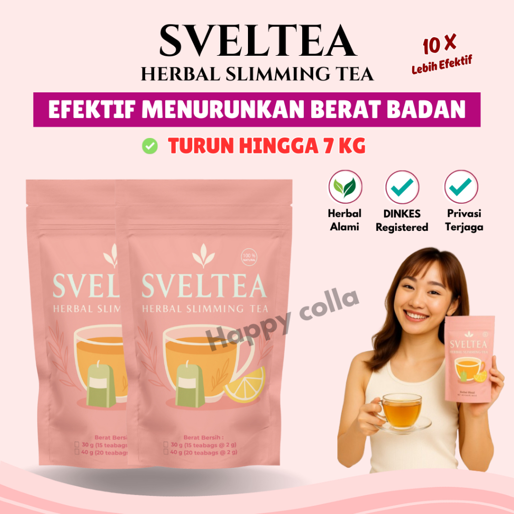 SVELTEA Herbal Slimming Tea – Teh Pelangsing Herbal Alami Teh Hijau Jati Cina & Lemon | Detox Turunk