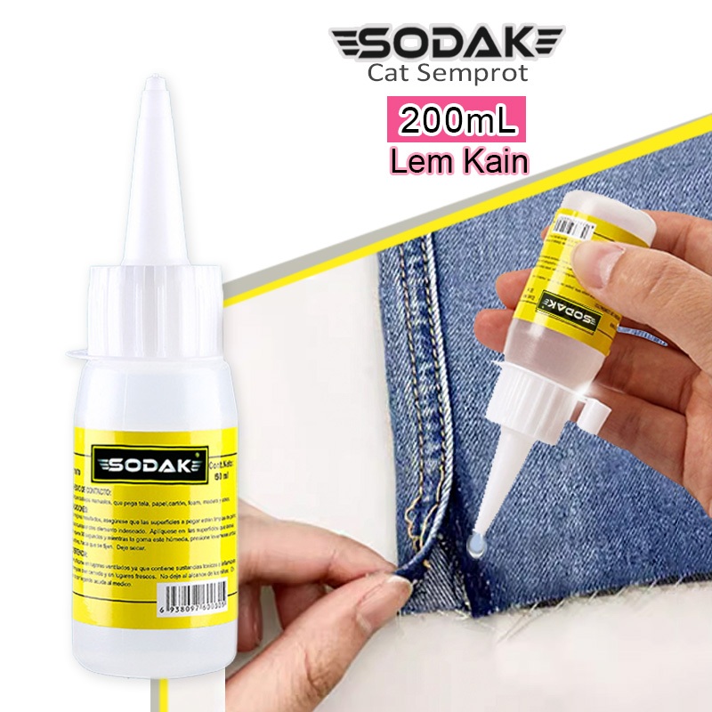SODAK 200mL Lem Kain Jahit Lem Patch Bordir Lem Kain Baju Lem Serbaguna