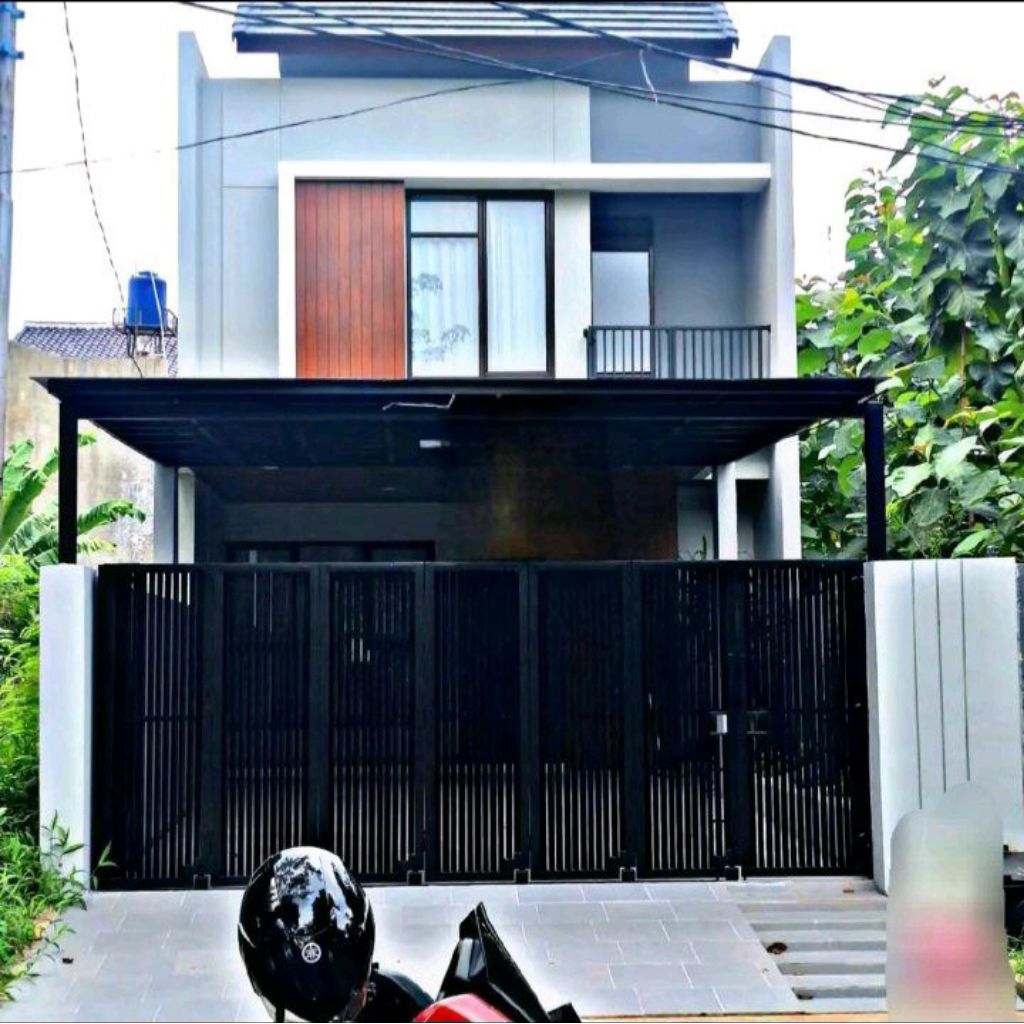 Pagar sliding belok minimalis