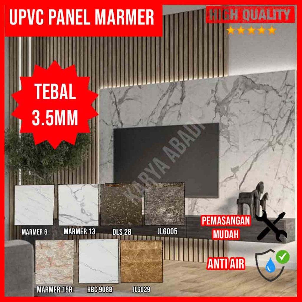 UPVC Marmer Panel Marmer Sheet Backdrop TV Multiplex Pelapis Dinding Dekoratif Pengganti HPL