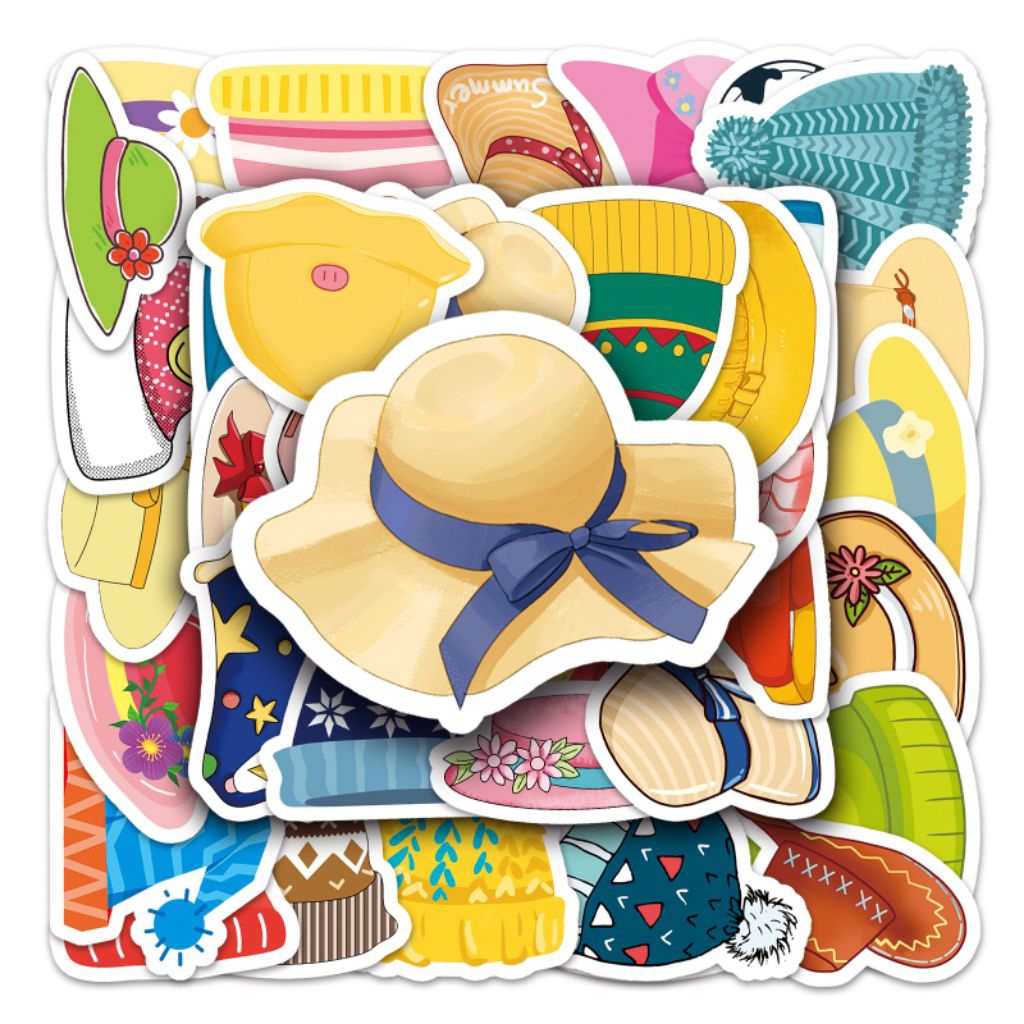 [50 pcs] DECO STICKER | STICKER DIY | JURNAL AESTHETIC [DS-230] TOPI Animasi Karakter Cartoon Sticke