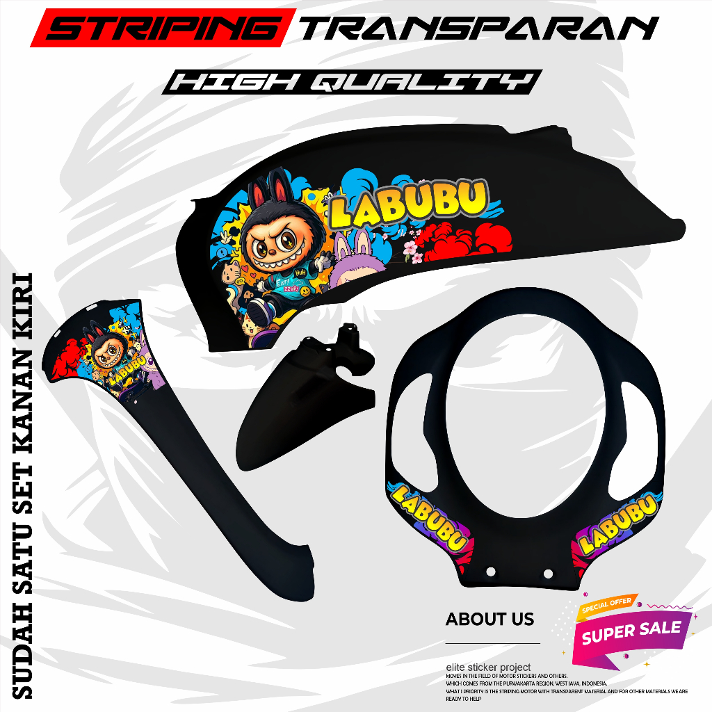 striping variasi transparan honda scopy donat 2020 sticker motif labubu keren simple