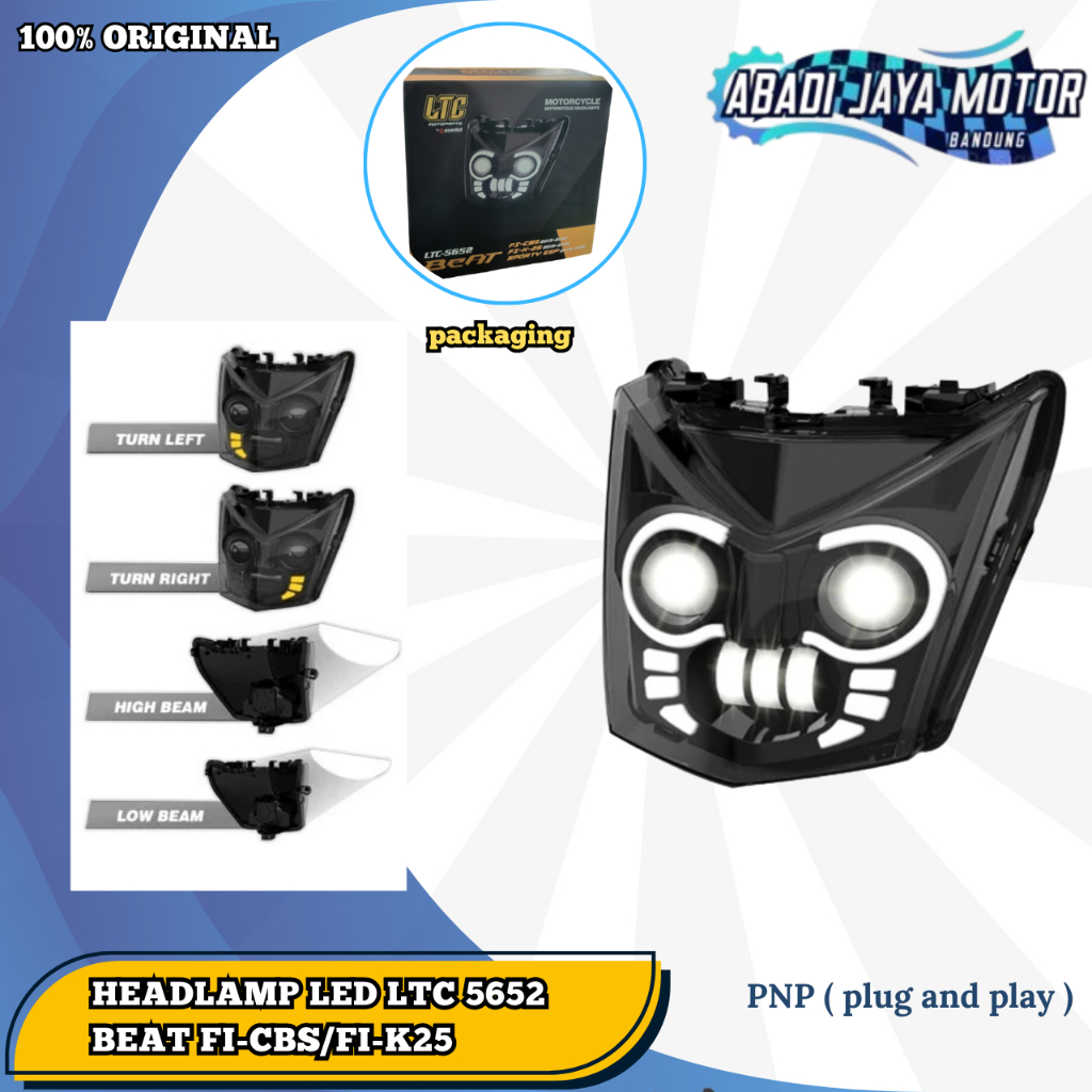 Headlamp LED LTC 5652 Beat FI-CBS/FI-K25 Lampu Depan sorot Tahun 2013-2016