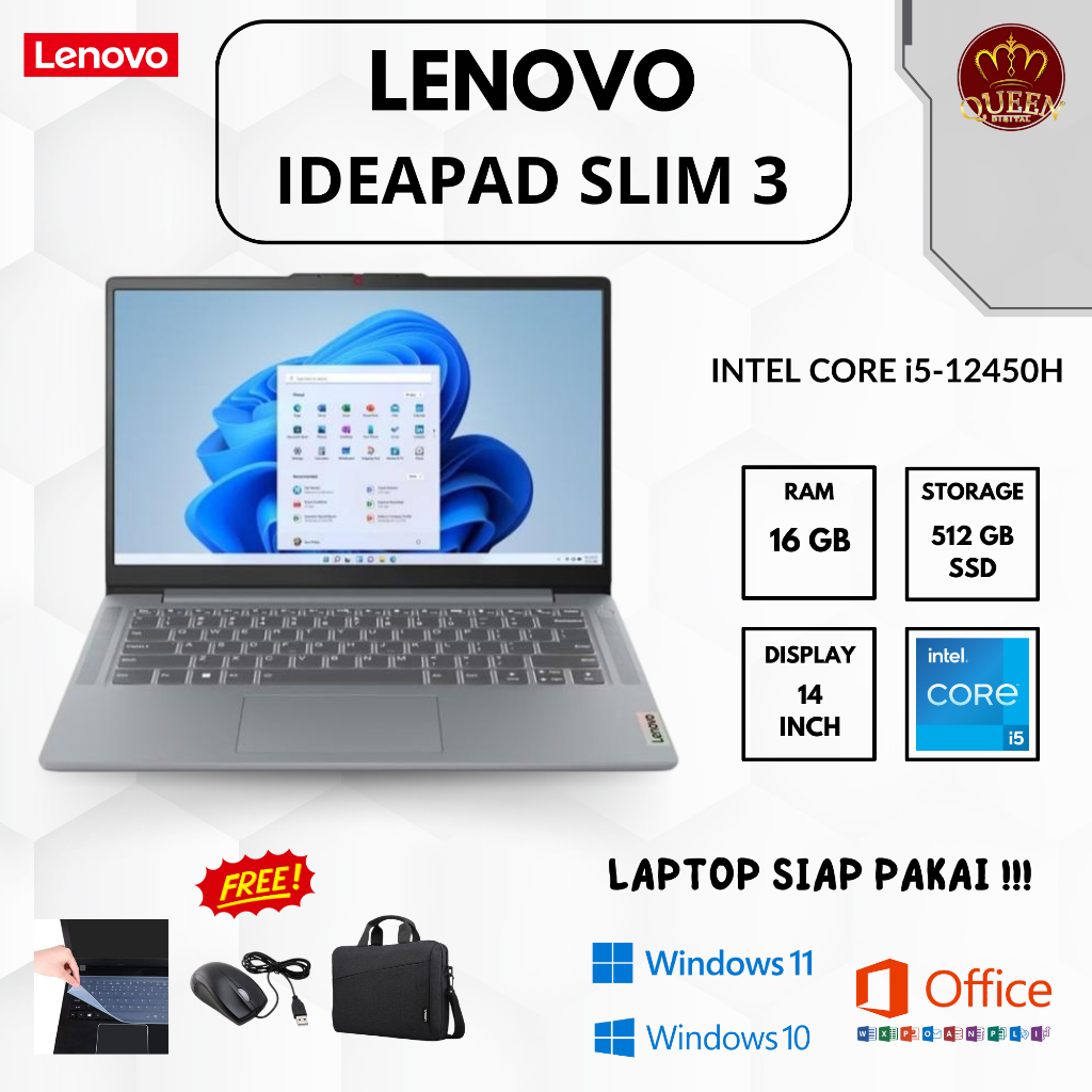 LENOVO IDEAPAD SLIM 3 | INTEL CORE i5-12450H | 16GB RAM | SSD 512GB | 14 INCH