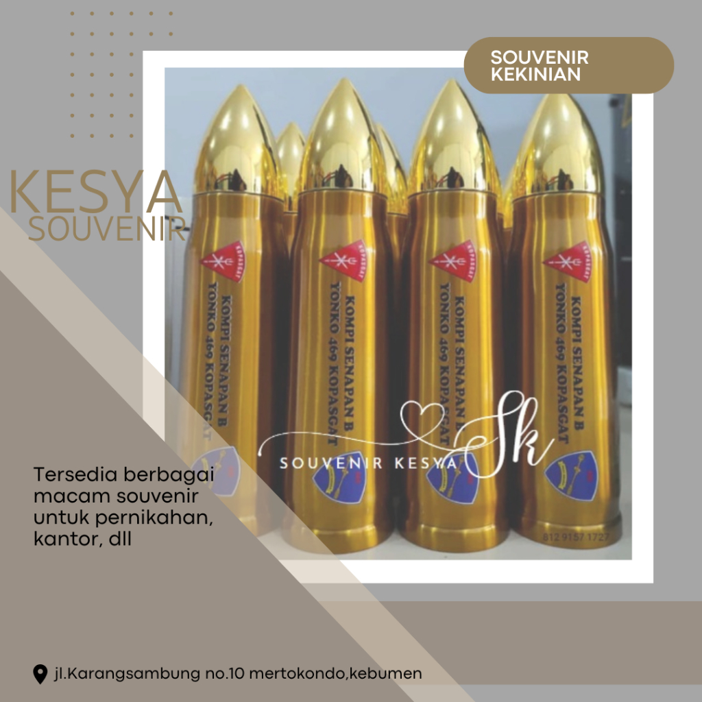 TERLARIS Botol Peluru / Termos Peluru / Tumbler Peluru Botol Minum Peluru 500ml - teremos cutom, bot