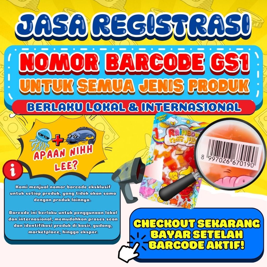 JasaRegistrasiBarcodeKemasanProduk Mesin Scanner Supermarket Sembako - Barcode GS1 EAN13 Untuk Mesin