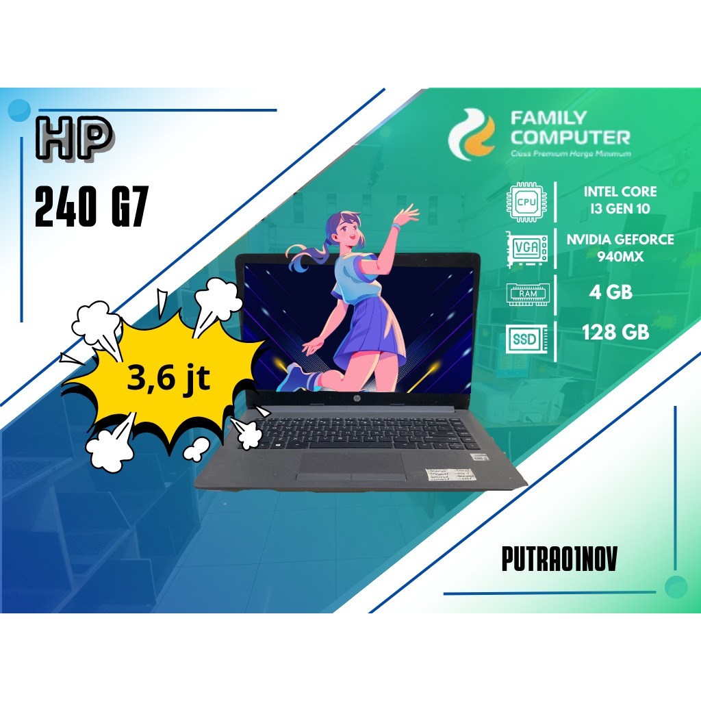 HP240 G7 | INTEL CORE I3 GEN 10 | NVIDIA GEFORCE 940MX