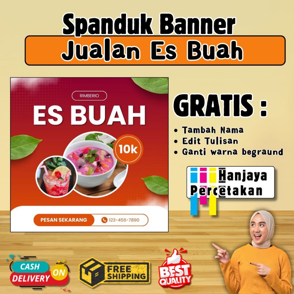 TERMURAH - SPANDUK JUALAN ES BUAH | BANNER JUALAN MINUMAN KEKINIAN