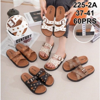 sandal flat wanita silang gesper 1 double jelly karet Premium Sendal Rumah Slop Wanita merk youth ba