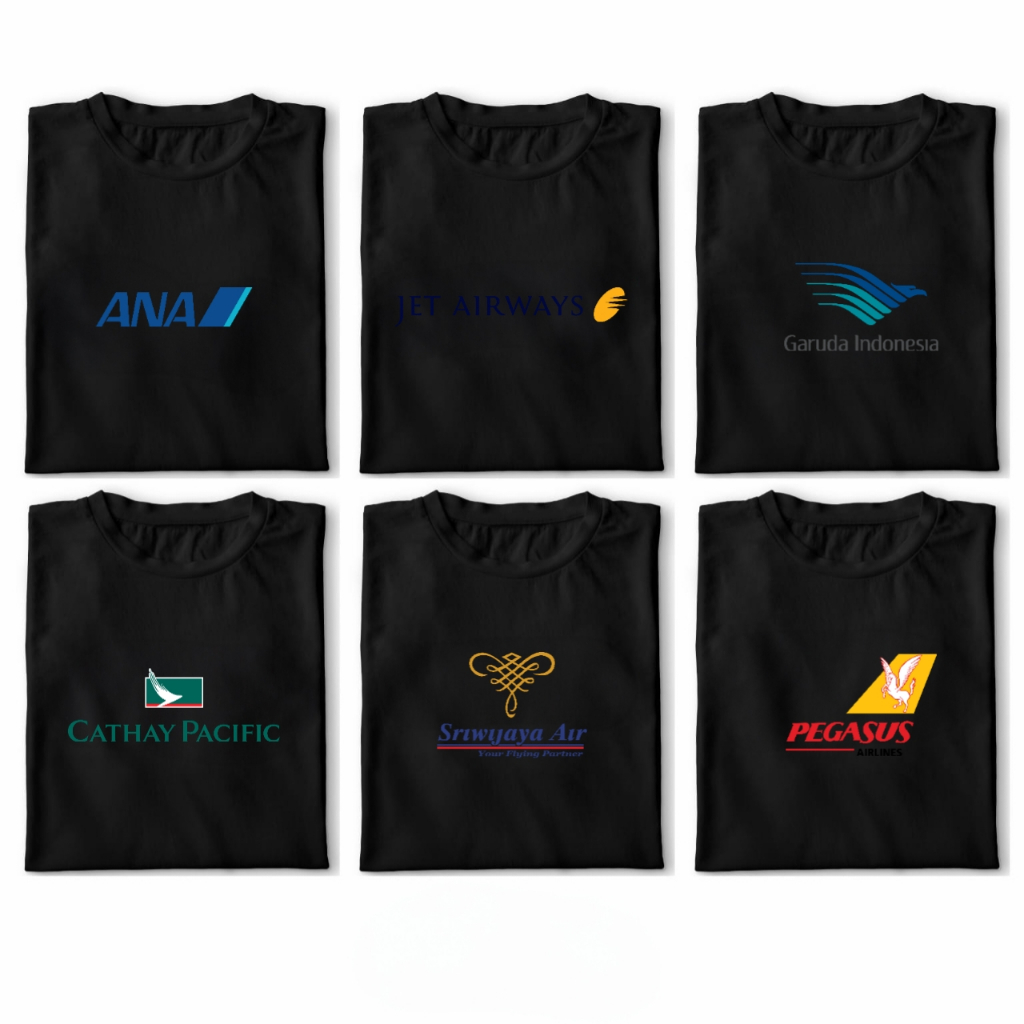 Kaos Pegasus Airlines Ana Cathay Pacific garuda Indonesia Sriwijaya Air Unisex Cotton Combed 30s