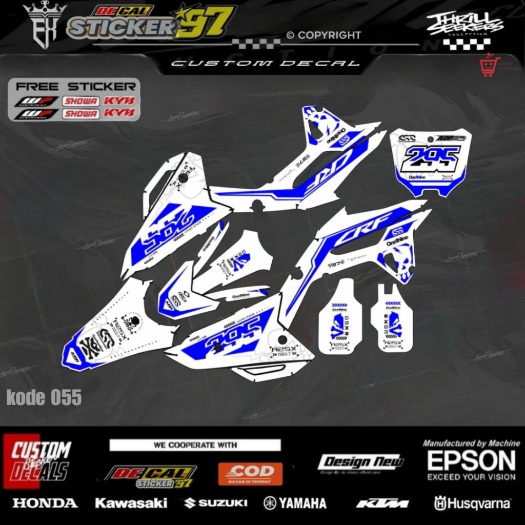 DECAL STICKER CRF 450 , CRF 150,WR, GORDON, KLX BF, D TRACKER DESAIN TERBARU 2025