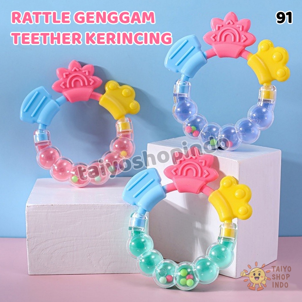 Taiyo Rattle Genggam Teether Kerincingan Bayi Silikon Gigitan Empeng Kerincing Baby Toys Mainan Anak