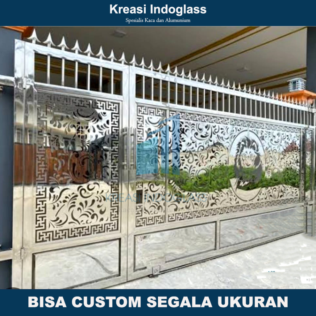 Pagar Stainless Motif Bunga Cutting Laser Minimalis