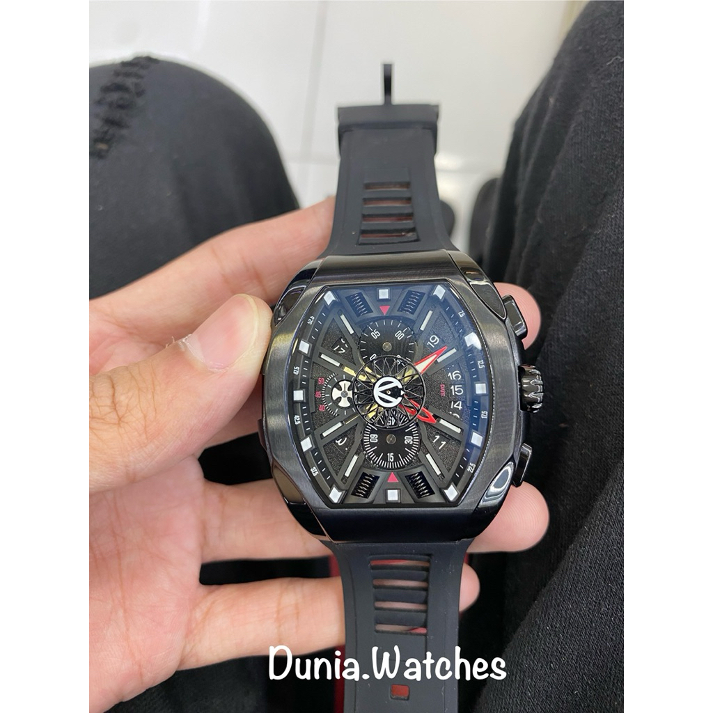 Christ Verra CV 12080G-36 BLK Jam Tangan Pria Analog Automatic Black Rubber Limited Edition Orginal 