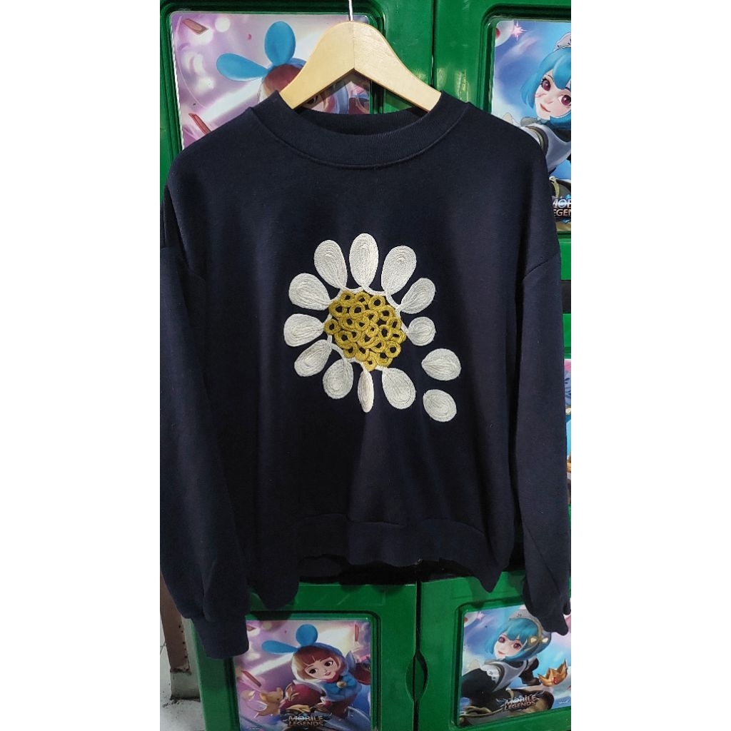 Crewneck impor sun flower navy