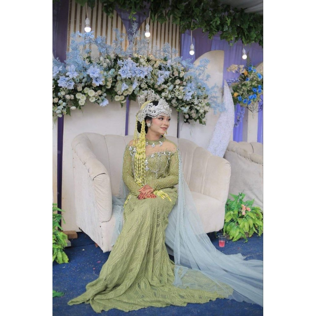 preloved slim gaun sage full payet,