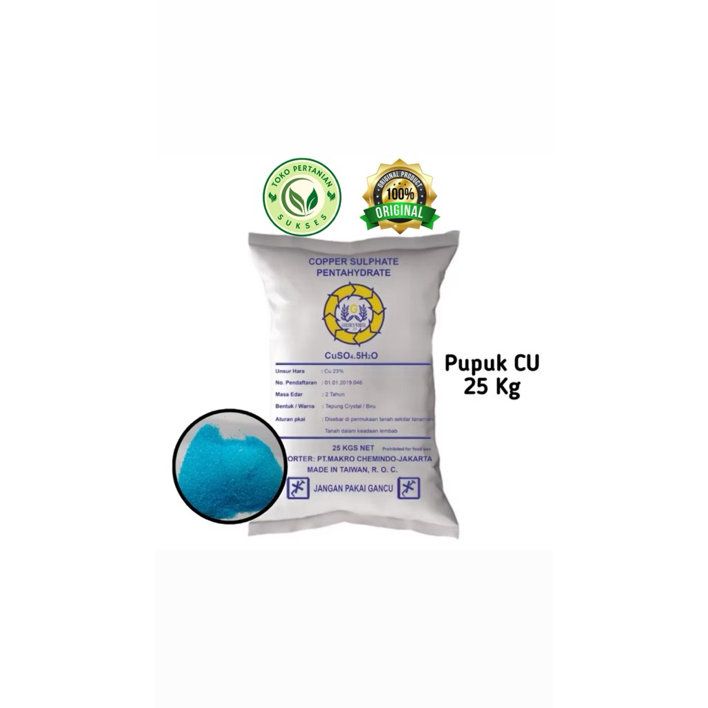 Pupuk CU Cuso4 , 5H2O Copper Sulphate Terusi Halus CuSO4 25 Kg