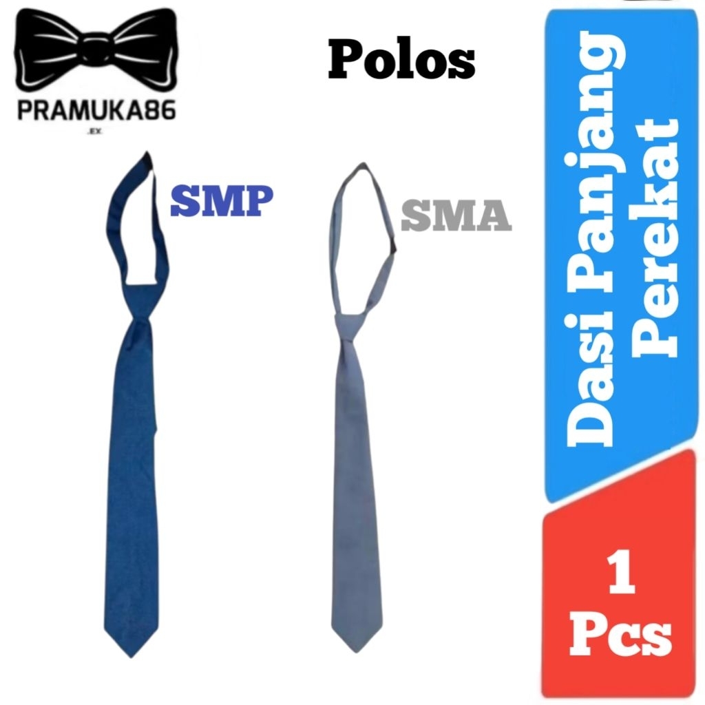 Dasi Sekolah SMP Polos / Dasi Sekolah SMA Polos Panjang Perekat / Dasi Polos SMP / Dasi Polos SMA Pa