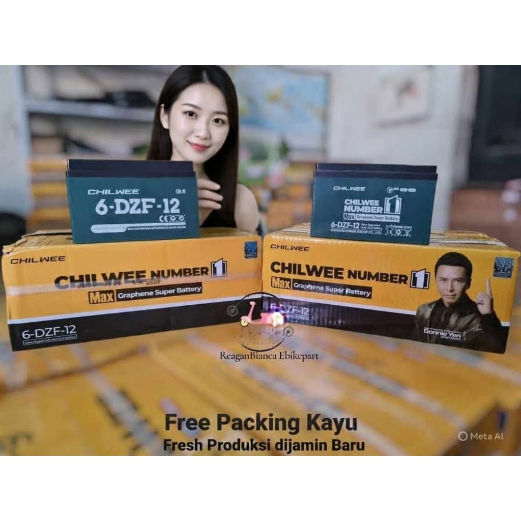Aki Baterai Sepeda/Motor Listrik Chilwee 6DZF12 & Chilwee Number One produksi Baru