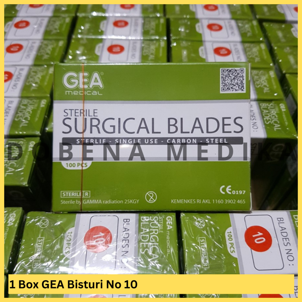 Bisturi GEA Box 100 Pcs No 10 11 15 20 21 22 23 24 / Surgical Blades / Mata Pisau Bedah Operasi
