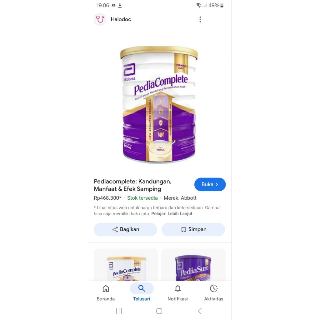 

PEDIA COMPLATE VANILA 800GRAM