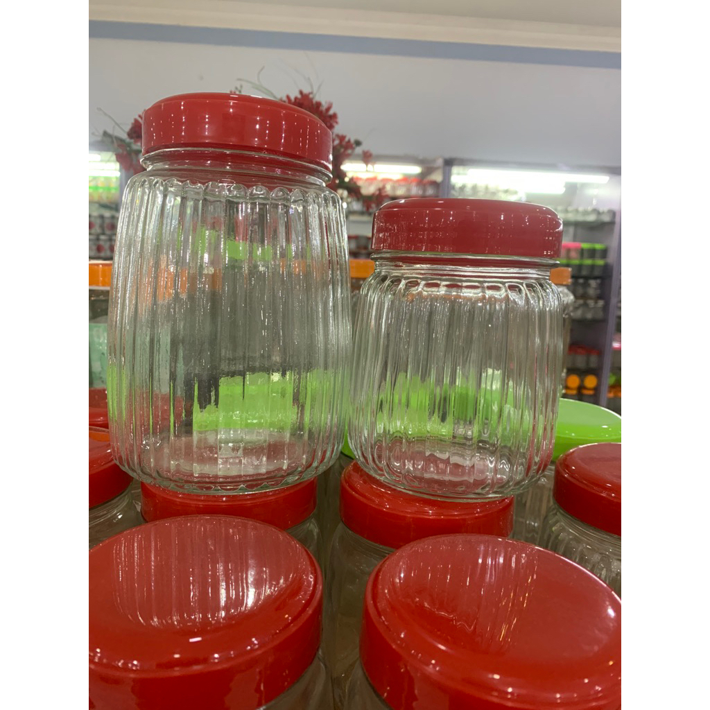 TOPLES KACA motif garis TUTUP ULIR MERAH