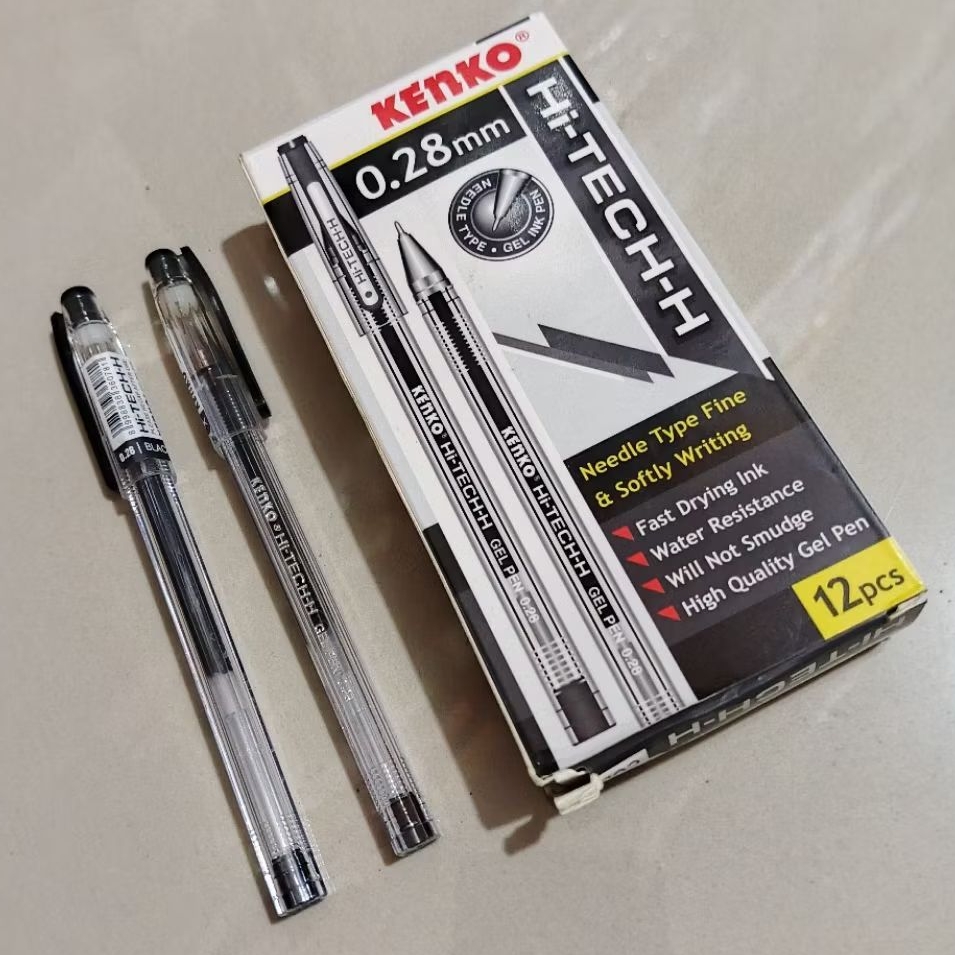 

1 Pak Pulpen Hi Tech KENKO 0.28mm Isi 12 Pcs HITAM