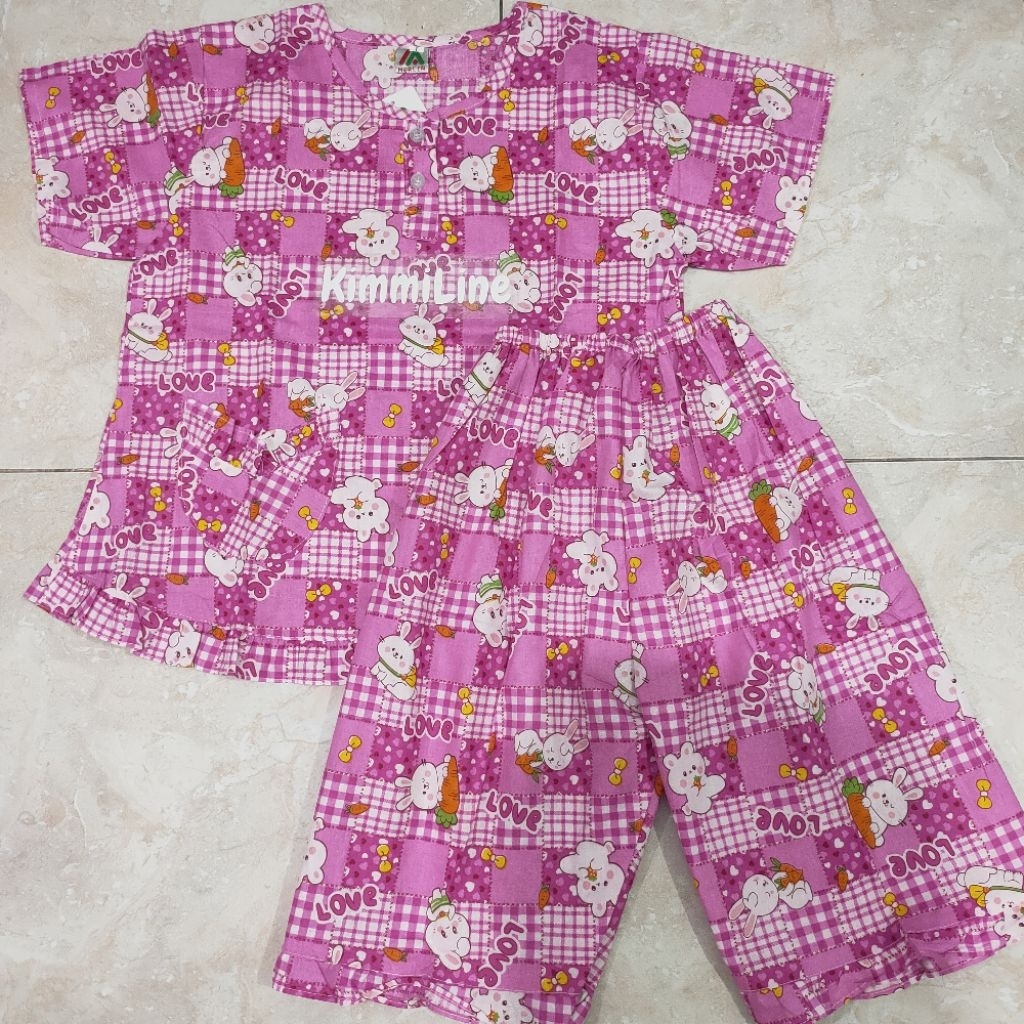 SETELAN BAJU TIDUR MERLIN BAHAN KATUN ANAK 4 SIZE UKURAN  M - L - XL - XXL MOTIF Little Cute Rabbit 