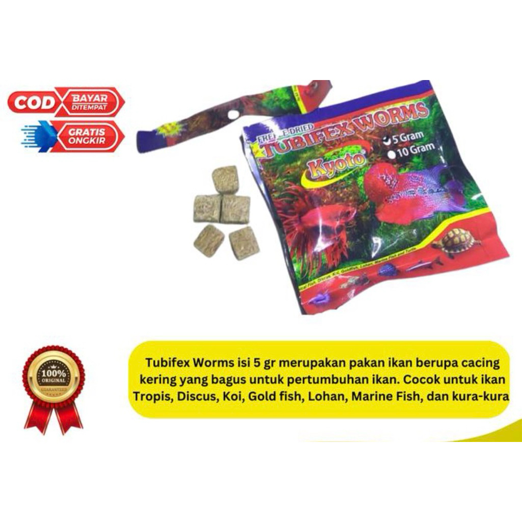 CACING KERING TUBIFEX WORMS PAKAN IKAN HIAS 5Gr - Tubifex-Cacing