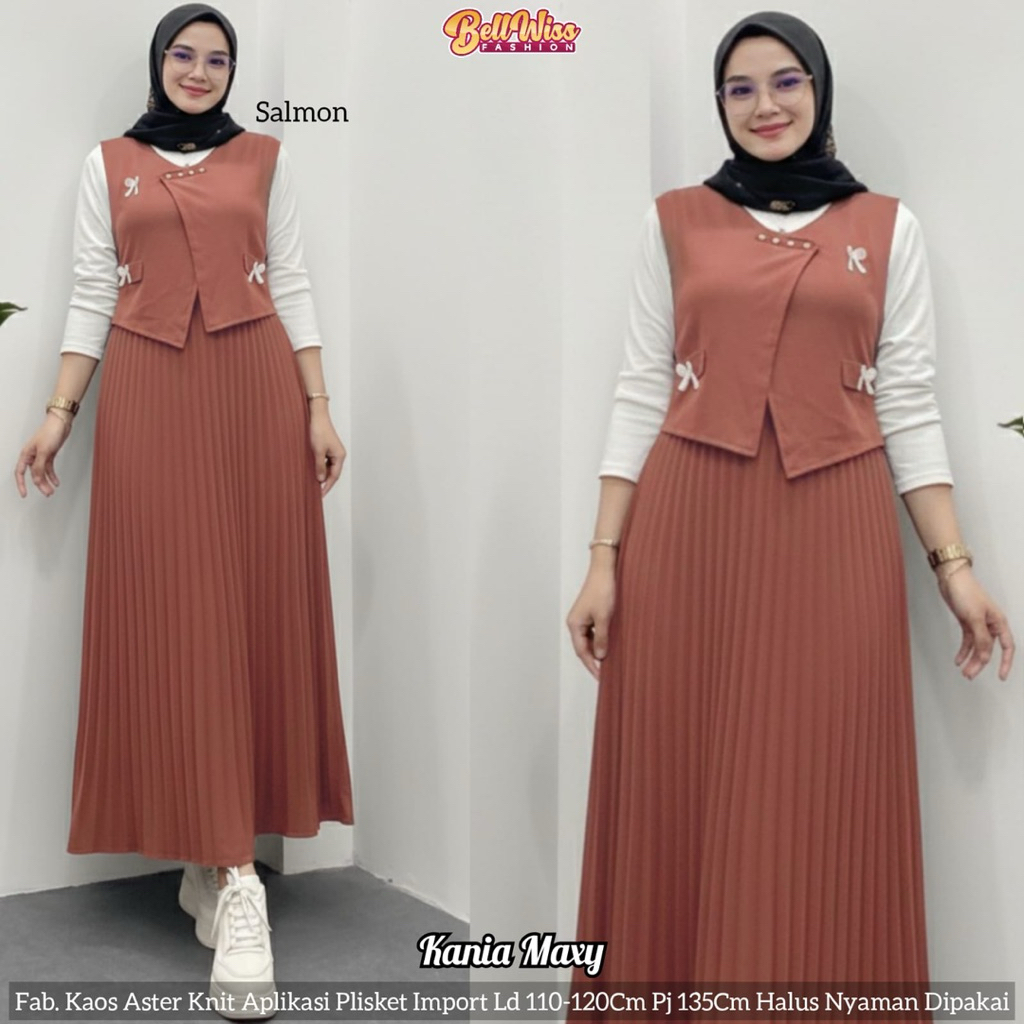 dress gamis jumbo wanita terbaru Kania maxy kaos premium tebal melar adem