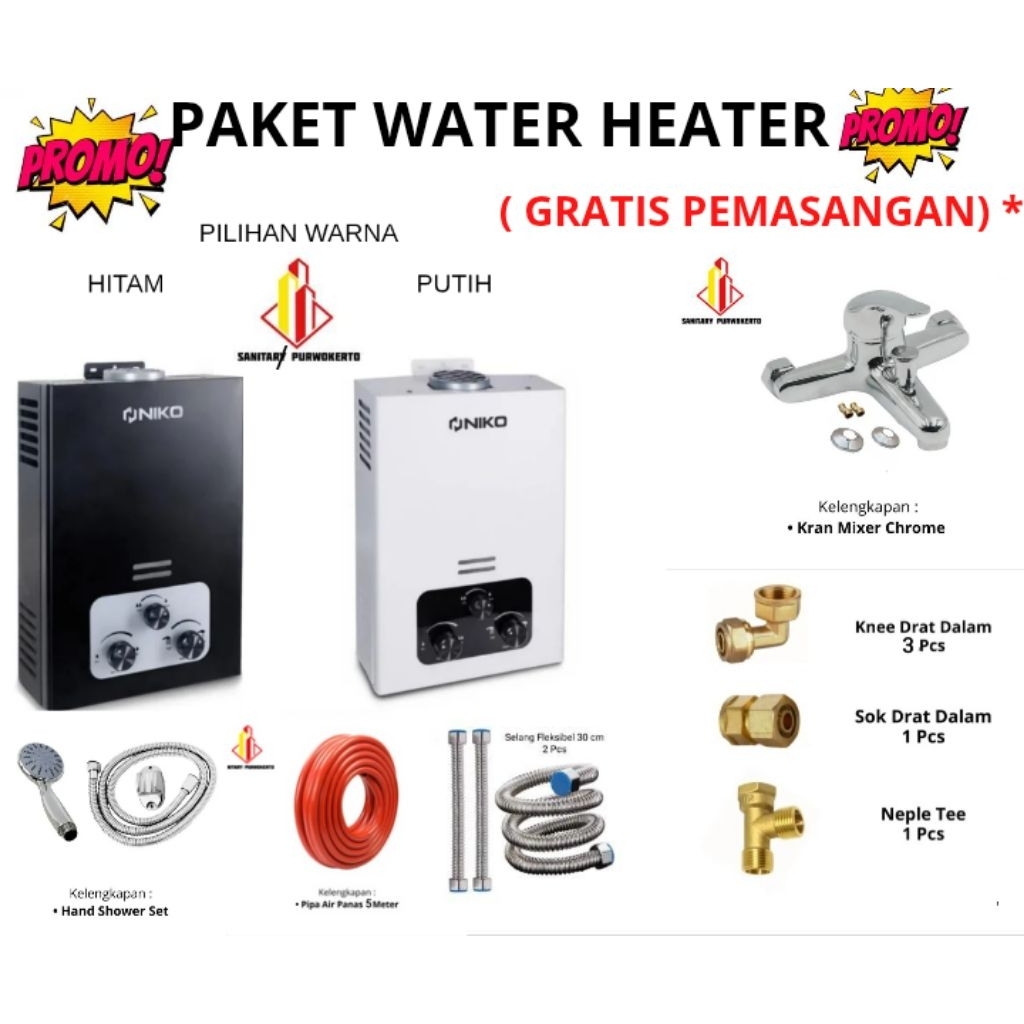 Paket Water Heater Niko Onsen Low Pressure.