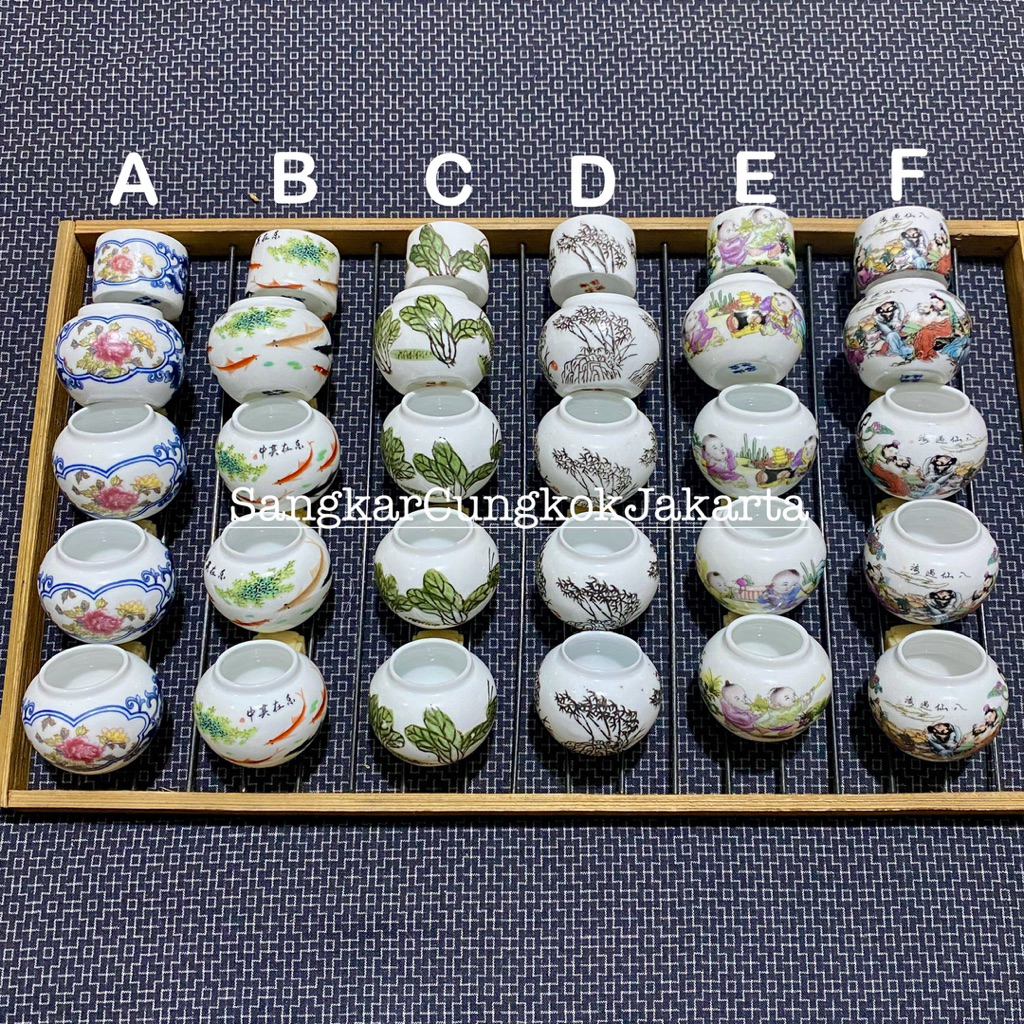 Cepuk Keramik Sangkar Burung Kecil Pleci Sogon set 5pcs