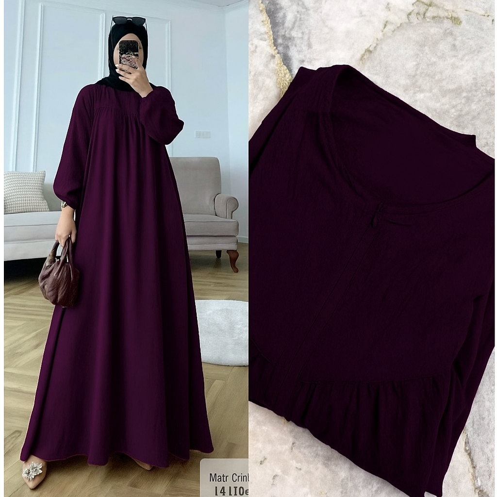 (Bisa COD ) gamis jumbo burgundy ld 130 / gamis jumbo burgundy dress / gamis crinkle jumbo busui